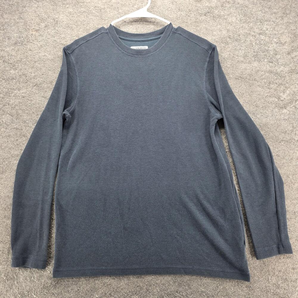 Magellan Outdoors Shirt Mens Medium Gray Waffle Thermal Long Sleeve Crewneck